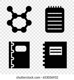 Spiral icons set. set of 4 spiral filled icons such as notebook, spring rotate