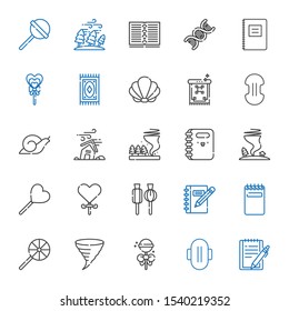 spiral icons set. Collection of spiral with notepad, compress, lollipop, tornado, notebook, hurricane, snail, carpet, seashell, dna. Editable and scalable spiral icons.