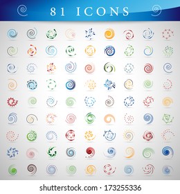 Spiral Icons Set - Isolated On Gray Background - Vector Illustration, Graphic Design Editable For Your Design. 