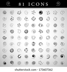 Spiral Icons Set - Isolated On Gray Background - Vector Illustration, Graphic Design Editable For Your Design.