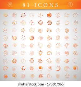 Spiral Icons Set - Isolated On Gray Background - Vector Illustration, Graphic Design Editable For Your Design.