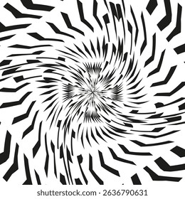 Spiral illusion icon. Twisted vector shape. Abstract hypnotic symbol. Black and white swirl.