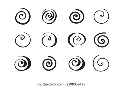 Spiral illustration set. Doodle collection hand drawn style vector. Vector illustration