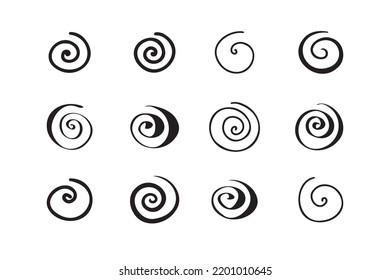 Spiral illustration set. Doodle collection hand drawn style vector. Vector illustration