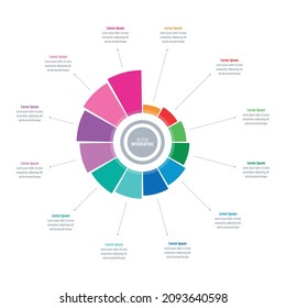 spiral information template. internet, annual report, web infographic template. twelve options statistical infographic template