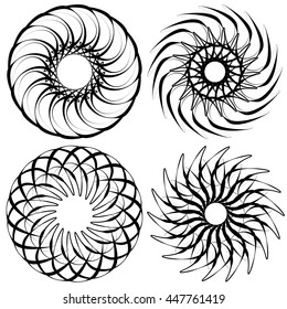 Spiral isolated on white. Rotating, concentric shape forming a geometric irregular helix