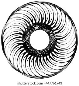 Spiral isolated on white. Rotating, concentric shape forming a geometric irregular helix