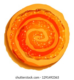 Spiral jelly biscuit icon. Cartoon of spiral jelly biscuit vector icon for web design isolated on white background