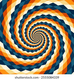 Spiral joyful hypnotic swirl background, optical illusion of movement, vector illustration opt art style, colorful abstract geometric, multicolored psychedelic vortex background