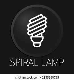 Lámpara espiral icono de línea vectorial mínimo en botón 3D aislado en fondo negro. Vector Premium.