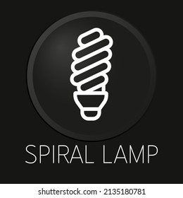 Lámpara espiral icono de línea vectorial mínimo en botón 3D aislado en fondo negro. Vector Premium.