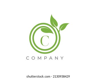 Spiral Leaf Logo icon symbol Design with Letter C. Vector logo template