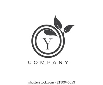 Spiral Leaf Logo icon symbol Design with Letter Y. Vector logo template