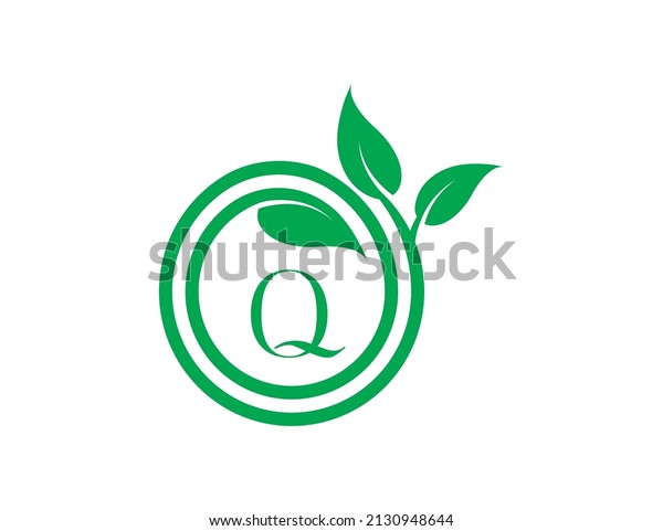 Spiral Leaf Logo icon symbol Design with Letter
Q. Vector logo template