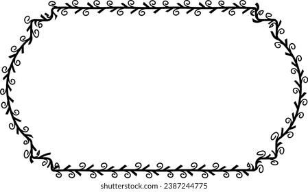 Spiral leaves Branch Rectangle Frame laurel wreath silhouette black horizontal vintage frames flower floral leaf border Botanical Branches ornate leaf Elements design border retro badge decoration 