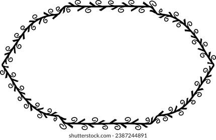 Spiral leaves Branch Rectangle Frame laurel wreath silhouette black horizontal vintage frames flower floral leaf border Botanical Branches ornate leaf Elements design border retro badge decoration 