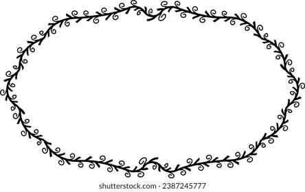 Spiral leaves Branch Rectangle Frame laurel wreath silhouette black horizontal vintage frames flower floral leaf border Botanical Branches ornate leaf Elements design border retro badge decoration iso