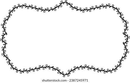 Spiral leaves Branch Rectangle Frame laurel wreath silhouette black horizontal vintage frames flower floral leaf border Botanical Branches ornate leaf Elements design border retro badge decoration iso