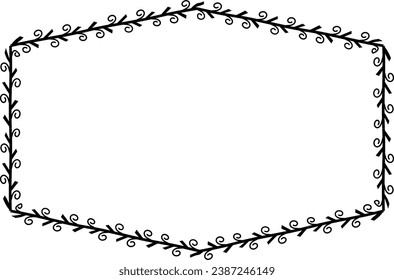 Spiral leaves Branch Rectangle Frame laurel wreath silhouette black horizontal vintage frames flower floral leaf border Botanical Branches ornate leaf Elements design border retro badge decoration iso