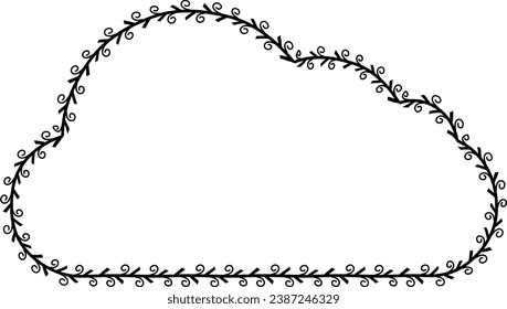 Spiral leaves Branch Rectangle Frame laurel wreath silhouette black horizontal vintage frames flower floral leaf border Botanical Branches ornate leaf Elements design border retro badge decoration iso