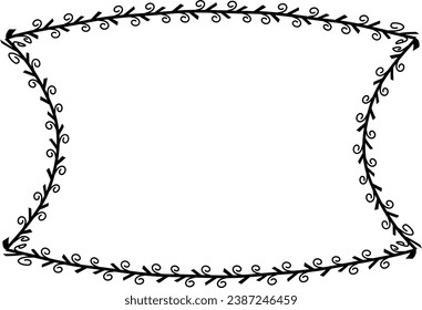 Spiral leaves Branch Rectangle Frame laurel wreath silhouette black horizontal vintage frames flower floral leaf border Botanical Branches ornate leaf Elements design border retro badge decoration 
