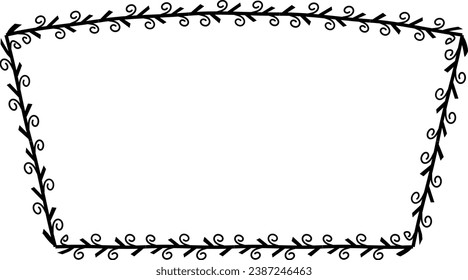 Spiral leaves Branch Rectangle Frame laurel wreath silhouette black horizontal vintage frames flower floral leaf border Botanical Branches ornate leaf Elements design border retro badge decoration 