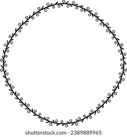 Spiral leaves Branch Square Frame laurel wreath silhouette black horizontal vintage frames flower floral leaf border Botanical Branches ornate leaf Elements design border retro badge decoration