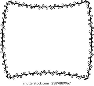 Spiral Blätter Branch Square Frame LorLorLorLorrel mit Silhouette schwarze horizontale Vintage Rahmen BlumenBlumenrahmen BlumenBlumenblatt Rahmen Botanische Branchen ornate Blatt Elemente Design Rahmen Retro-Button-Dekoration