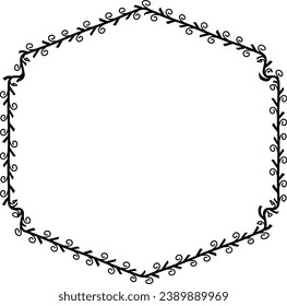 Spiral leaves Branch Square Frame laurel wreath silhouette black horizontal vintage frames flower floral leaf border Botanical Branches ornate leaf Elements design border retro badge decoration