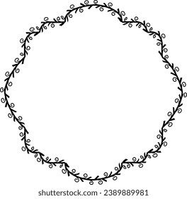 Spiral leaves Branch Square Frame laurel wreath silhouette black horizontal vintage frames flower floral leaf border Botanical Branches ornate leaf Elements design border retro badge decoration