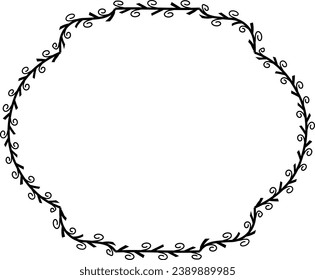 Spiral leaves Branch Square Frame laurel wreath silhouette black horizontal vintage frames flower floral leaf border Botanical Branches ornate leaf Elements design border retro badge decoration