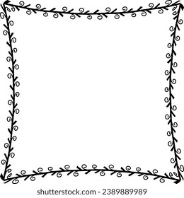 Spiral leaves Branch Square Frame laurel wreath silhouette black horizontal vintage frames flower floral leaf border Botanical Branches ornate leaf Elements design border retro badge decoration