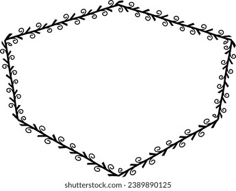 Spiral leaves Branch Square Frame laurel wreath silhouette black horizontal vintage frames flower floral leaf border Botanical Branches ornate leaf Elements design border retro badge decoration
