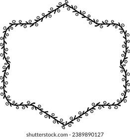Spiral leaves Branch Square Frame laurel wreath silhouette black horizontal vintage frames flower floral leaf border Botanical Branches ornate leaf Elements design border retro badge decoration