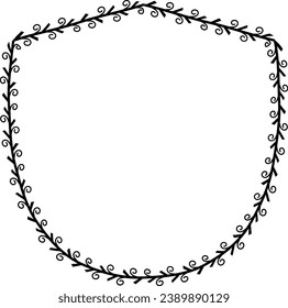 Spiral leaves Branch Square Frame laurel wreath silhouette black horizontal vintage frames flower floral leaf border Botanical Branches ornate leaf Elements design border retro badge decoration