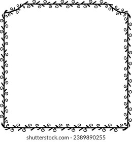 Spiral leaves Branch Square Frame laurel wreath silhouette black horizontal vintage frames flower floral leaf border Botanical Branches ornate leaf Elements design border retro badge decoration