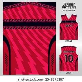 spiral lightning red black water wave blocks pattern design, illustration, textile background for sports t-shirt, football jersey shirt mockup for football club. consistent front view