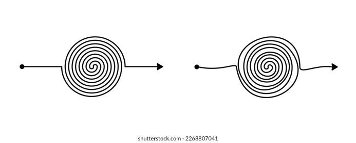 Spiral line with arrow on the finish and circle on the begining