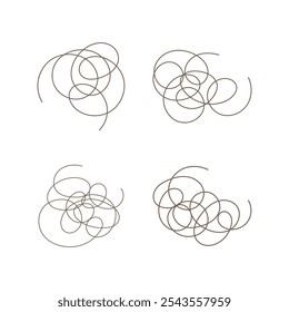 Conjunto de elementos de arte de línea espiral Ilustración vectorial aislada sobre fondo blanco.