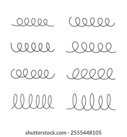 Spiral line art element set isolated vector illustration on white background.
