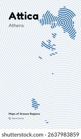 Spiral Line Pattern Map of Attica Region with Athens as the Capital – Abstract Vector Design