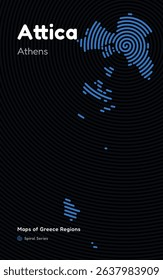 Spiral Line Pattern Map of Attica Region with Athens as the Capital – Abstract Vector Design