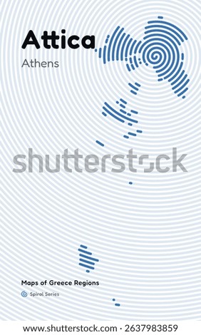 Spiral Line Pattern Map of Attica Region with Athens as the Capital – Abstract Vector Design