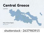 Spiral Line Pattern Map of Central Greece with Lamia as the Capital