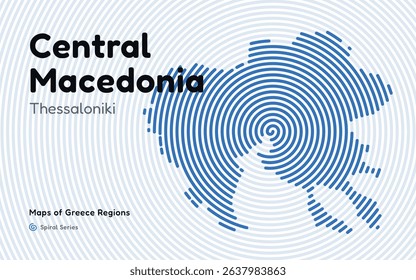 Spiral Line Pattern Map of Central Macedonia with Thessaloniki as the Capital – Abstract Vector Design