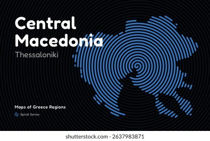 Spiral Line Pattern Map of Central Macedonia with Thessaloniki as the Capital – Abstract Vector Design