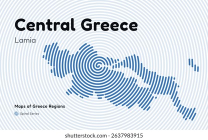 Spiral Line Pattern Map of Central Greece with Lamia as the Capital