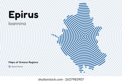 Spiral Line Pattern Map of Epirus with Ioannina as the Capital