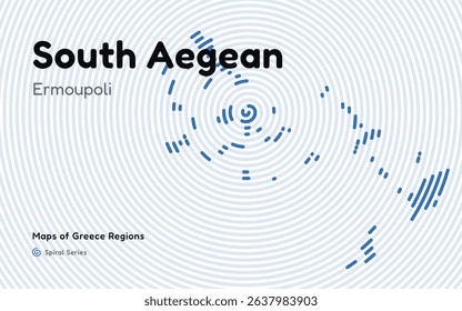 Spiral Line Pattern Map of South Aegean with Ermoupoli as the Capital