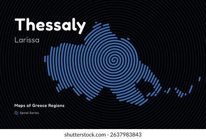 Spiral Line Pattern Map of Thessaly with Larissa as the Capital